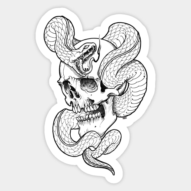 Skull and Snake Sticker by Guru